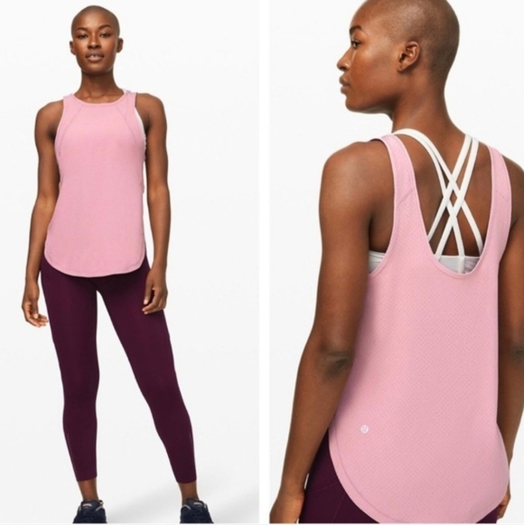 lululemon athletica Tops - Lululemon Close The Distance Tank In Pink Taupe Size 8